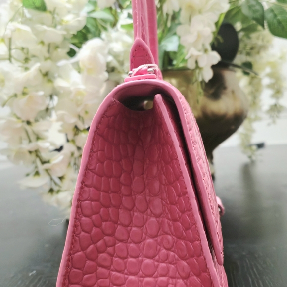Balenciaga Hourglass Pink Crocodile-Embossed Top Handle Bag - Picture 2 of 13